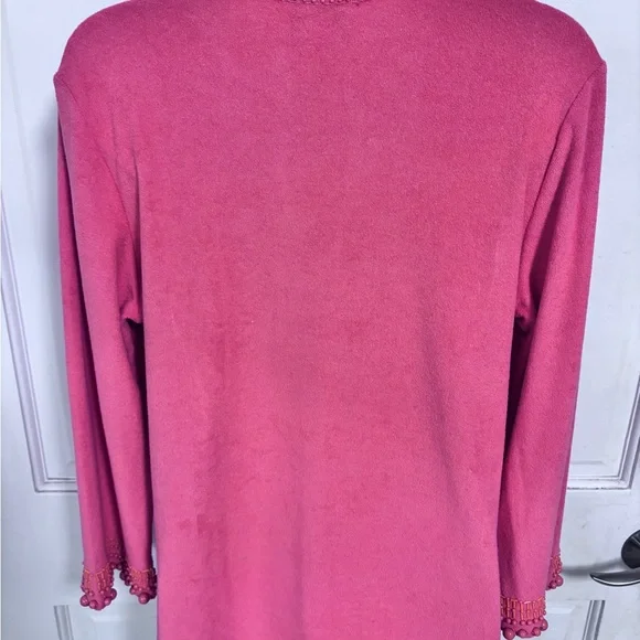 Talbots Orange Cotton V Neck Beaded with Beaded Sleeves.  Petite Medium - Picture 6 of 9